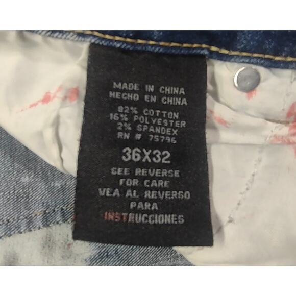 Waimea Mens Distressed Skinny Slim Red Wash Spandex Stretch Denim Jeans - Picture 9 of 10